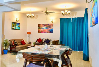 Spacious villa dining and living room interior