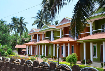 Colorful exterior view of a villa