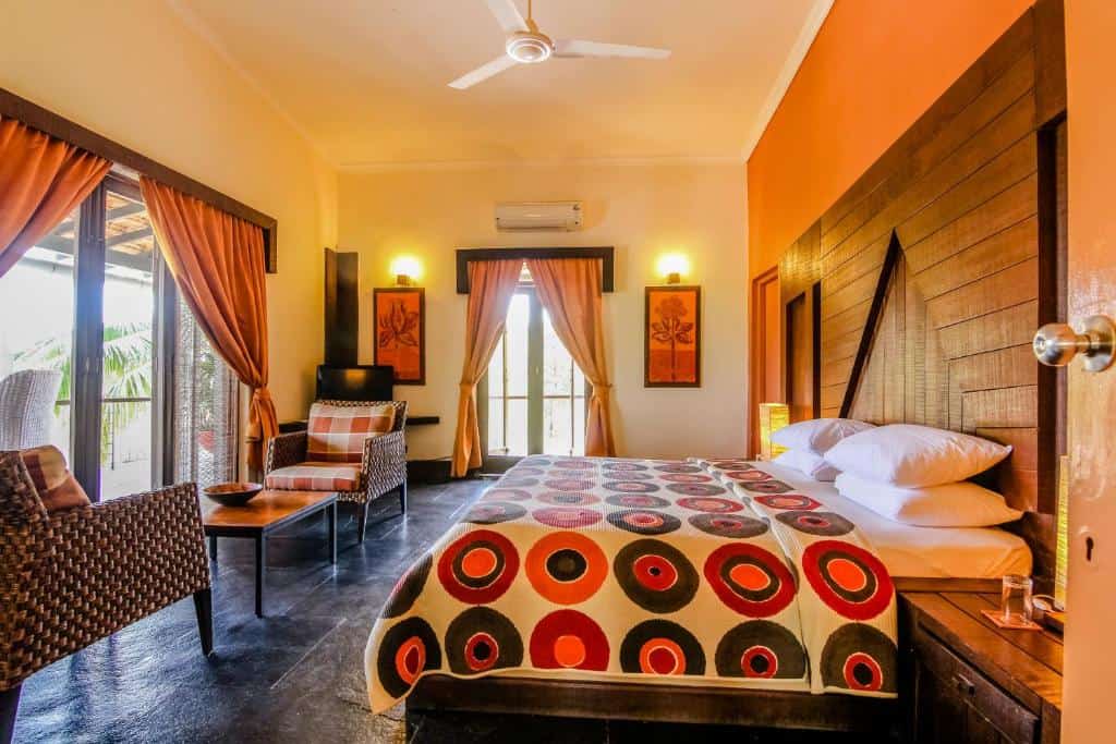 Stylish bedroom with balcony views