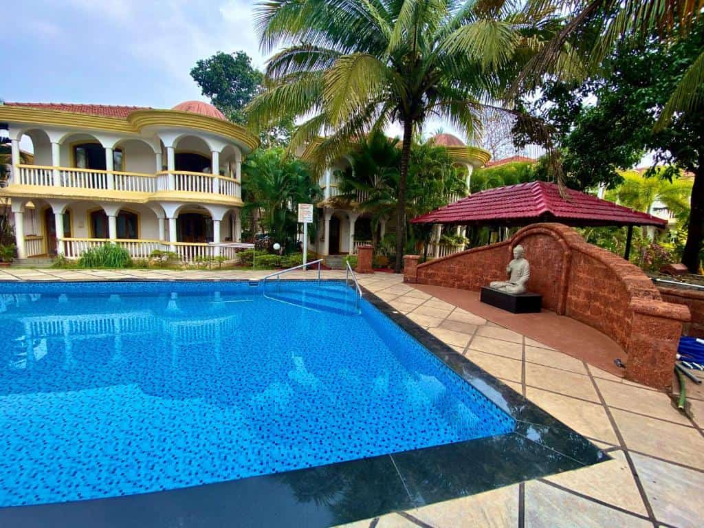 Exterior view of private pool at eko stay in Saligao, Goa