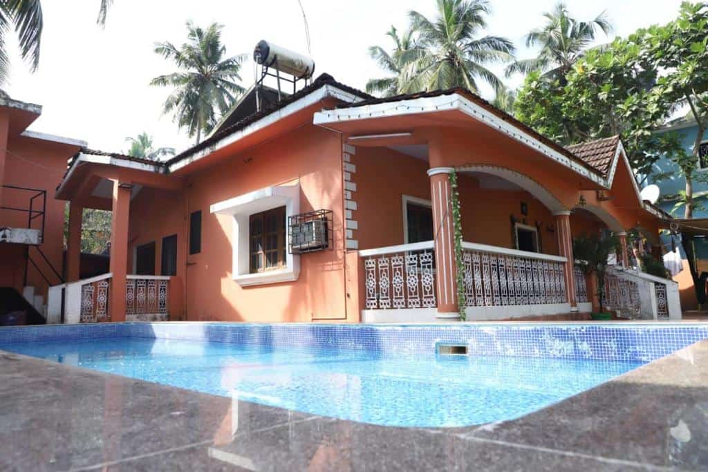 Exterior view of private pool at kal villa in Calangute, Goa