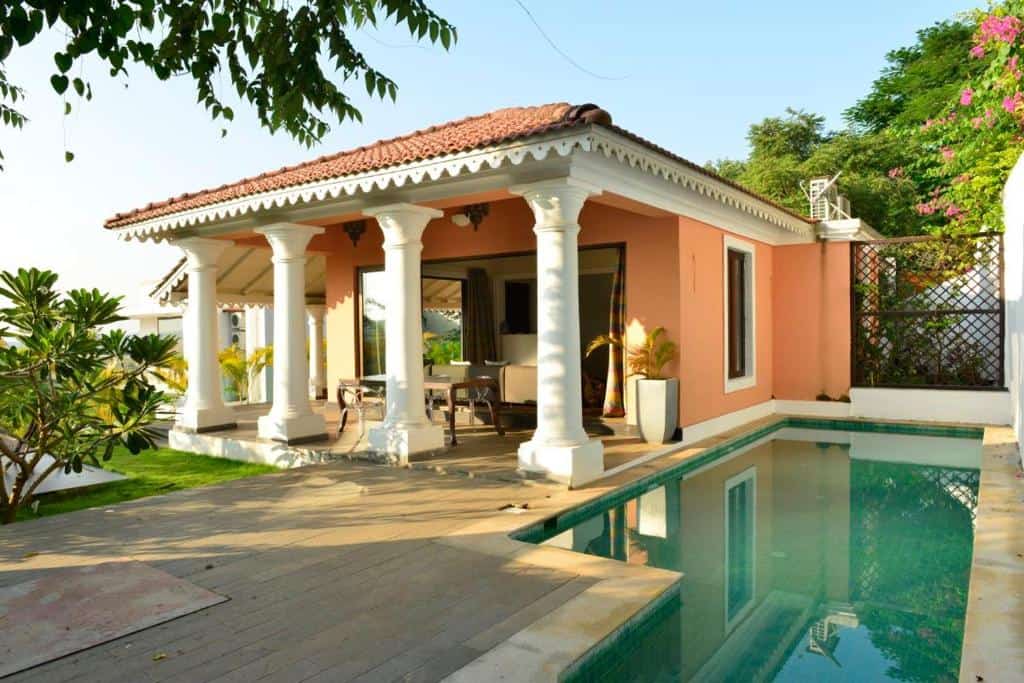 Exterior view of private pool villa at Lirio in Nerul, Goa