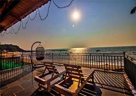 Panoramic beachfront view at Villa De Anjuna Beach in Goa