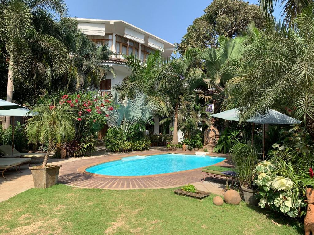 Villa with private pool surrounded by tropical garden